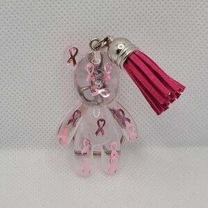 Breast Cancer Awareness Bear Resin Keychains